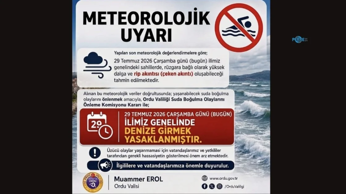 Ordu'da Denize Giriş Bir Gün Süreyle Yasaklandı